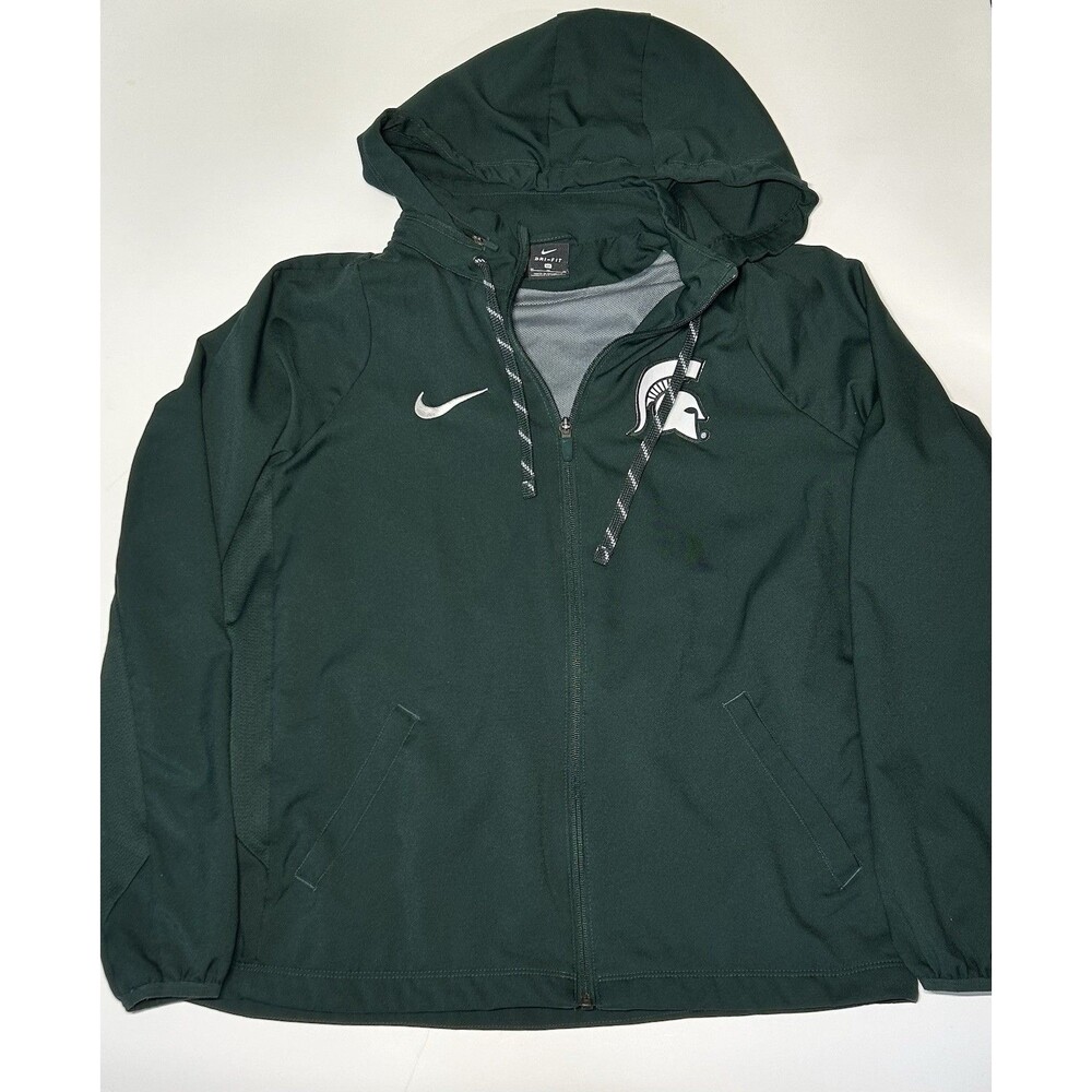 Nike Michigan State Spartans Jacket Men’s Size M Green Full Zip Hooded Dri-Fit